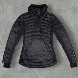 Lululemon 1/4 Zip Goose Down Black Puffer Jacket Down For A Run - Size 6